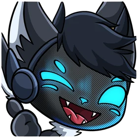 A cheerful sticker of Mojar’s teal-eyed character